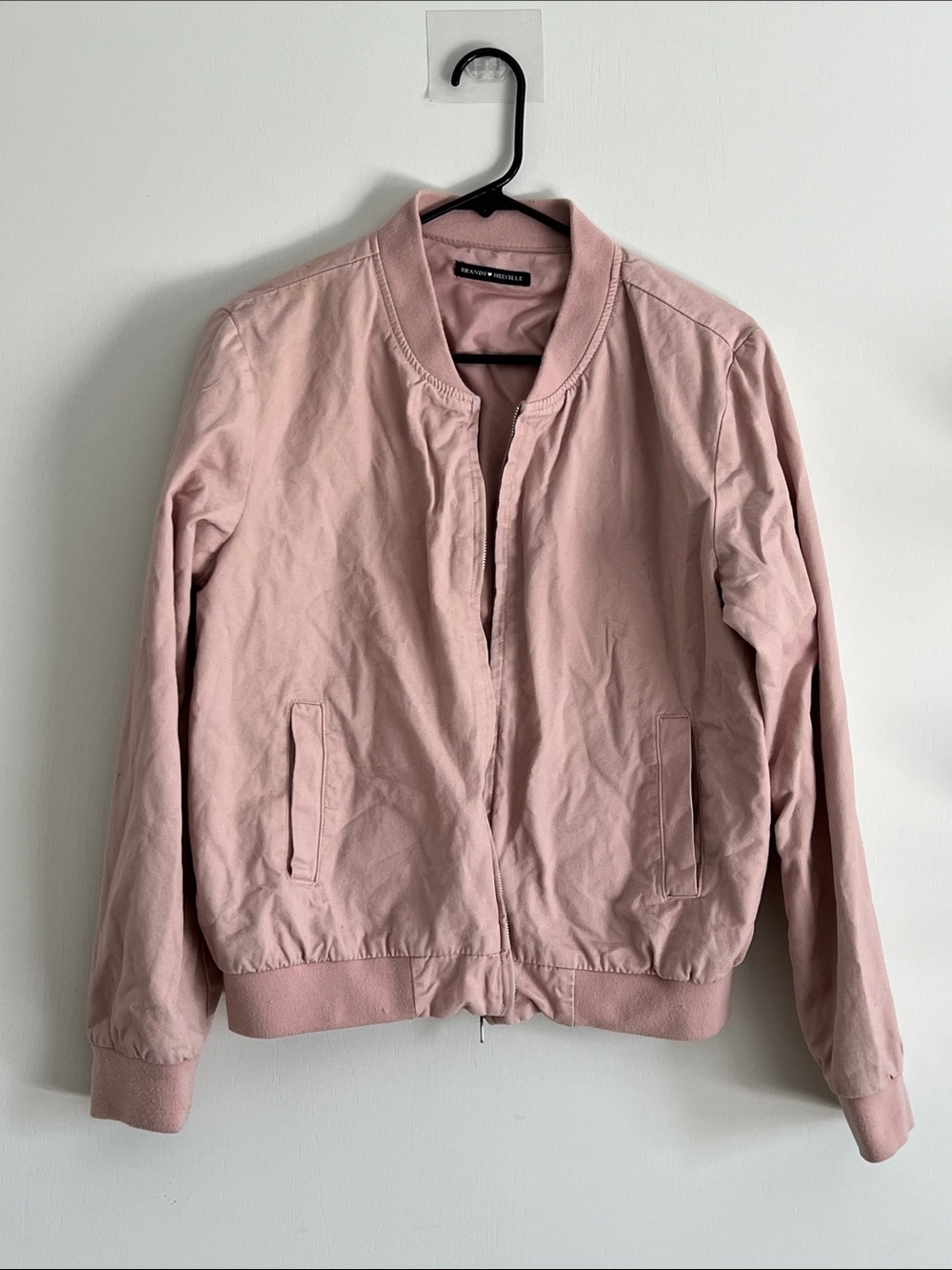 Brandy Melville Kasey Bomber Jacket Light Pink Size Small